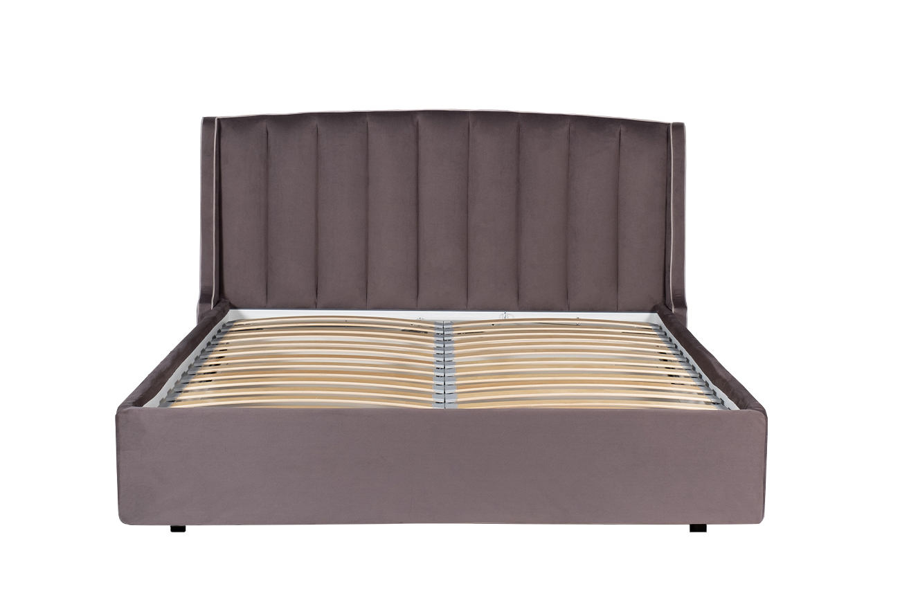 Кровать Odry с подъемным механизмом и бельевым ящиком лилово-серая