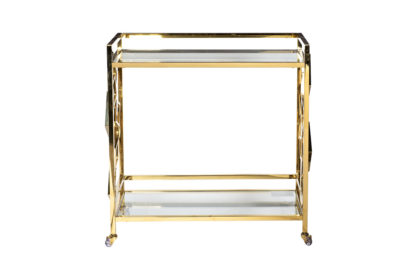 Стол-тележка сервировочная прозрачное стекло/золото GY-CRT8164GOLD